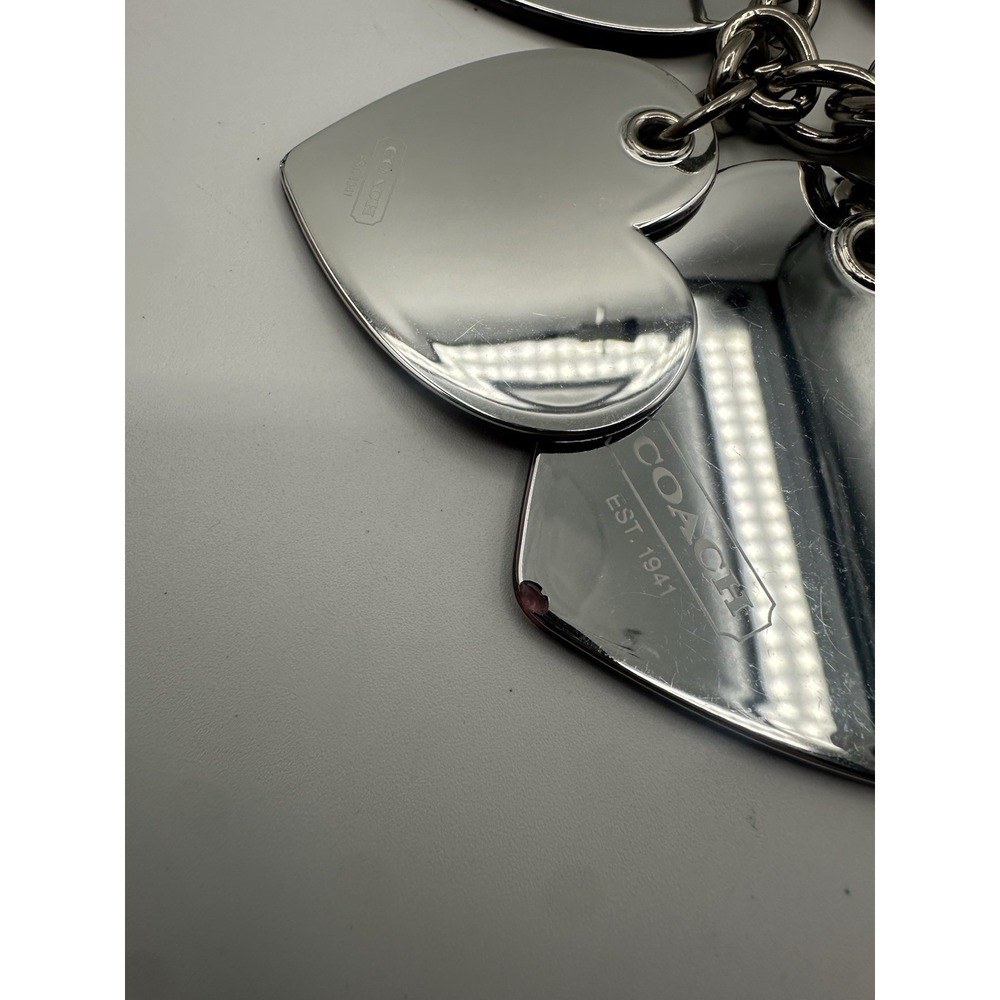 Coach Vintage Y2K Multicolor Heart Bag Charm FOB collectible Key Ring Silver - Picture 6 of 7